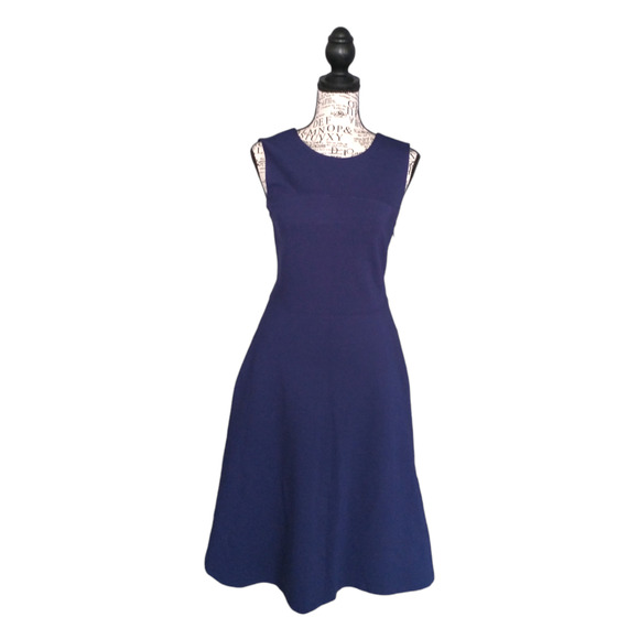 Lands' End Women's Dress V-Cut Back Navy 4 Ponte Fabric Career Professional Work - Picture 9 of 12